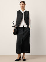 Linen-Lyocell Panel Layered Vest ODELIA by LINTICO for women
