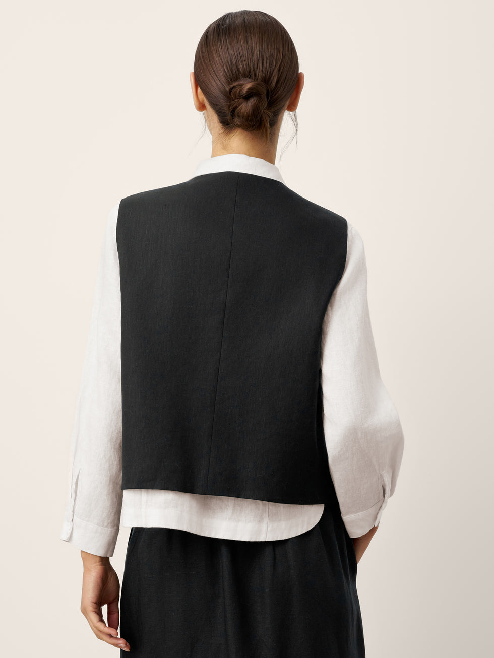 Linen-Lyocell Panel Layered Vest ODELIA by LINTICO for women