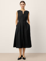Linen-Lyocell V-Neck Sleeveless Midi Dress WILLOW by LINTICO for women