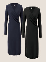 Crossover V-Neck Wrap Stretch Midi Dress MARNIE by LINTICO for women