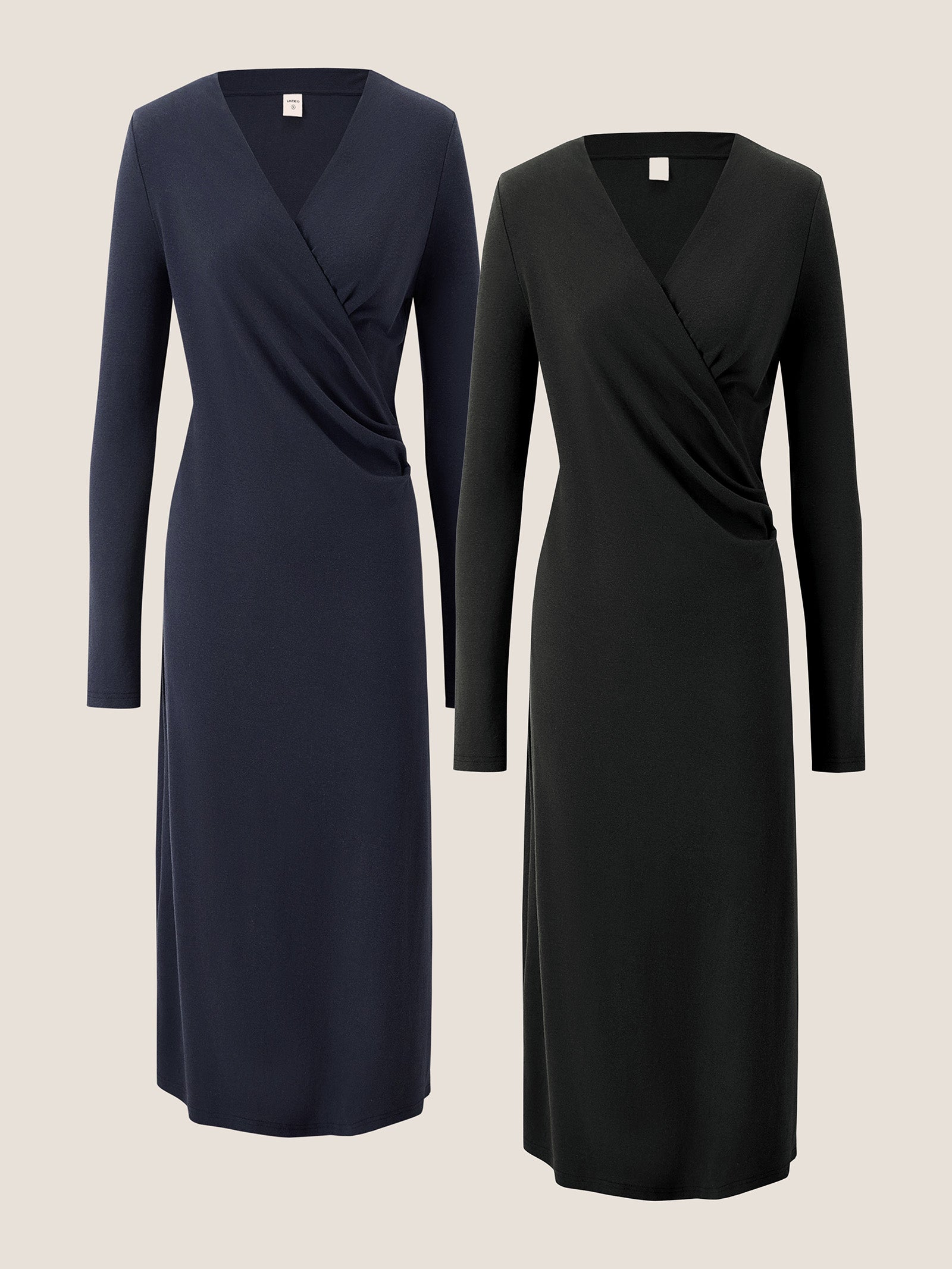 Crossover V-Neck Wrap Stretch Midi Dress MARNIE by LINTICO for women