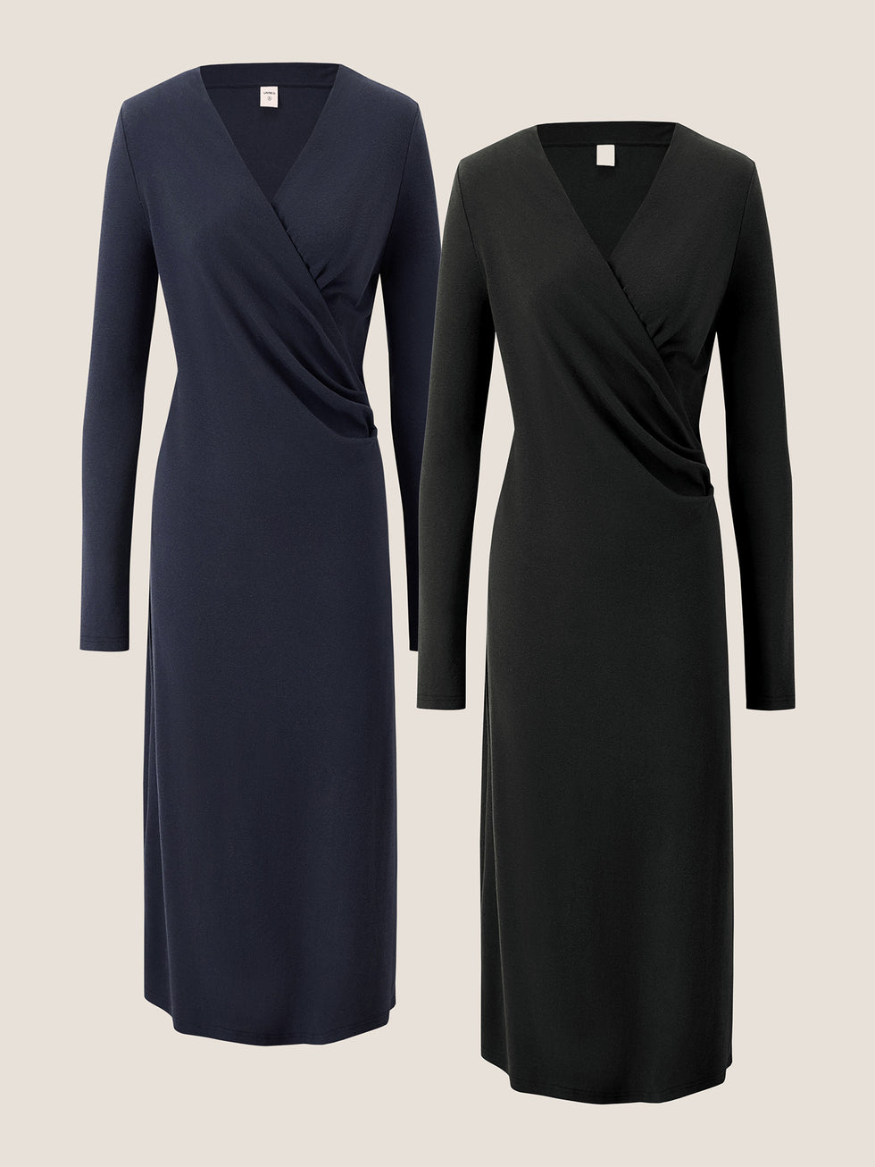 Crossover V-Neck Wrap Stretch Midi Dress MARNIE by LINTICO for women