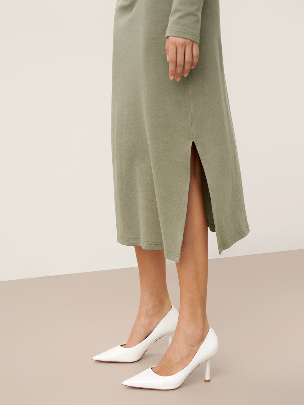 Crossover V-Neck Wrap Stretch Midi Dress MARNIE by LINTICO for women