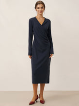 Crossover V-Neck Wrap Stretch Midi Dress MARNIE by LINTICO for women