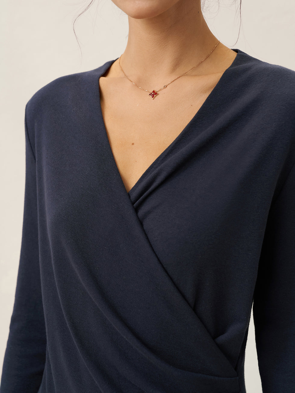 Crossover V-Neck Wrap Stretch Midi Dress MARNIE by LINTICO for women
