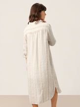 Linen Striped Tab-Sleeve Bohemia Shirt Dress BLYTHE by LINTICO for women