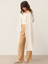 Linen Striped Tab-Sleeve Bohemia Shirt Dress BLYTHE by LINTICO for women