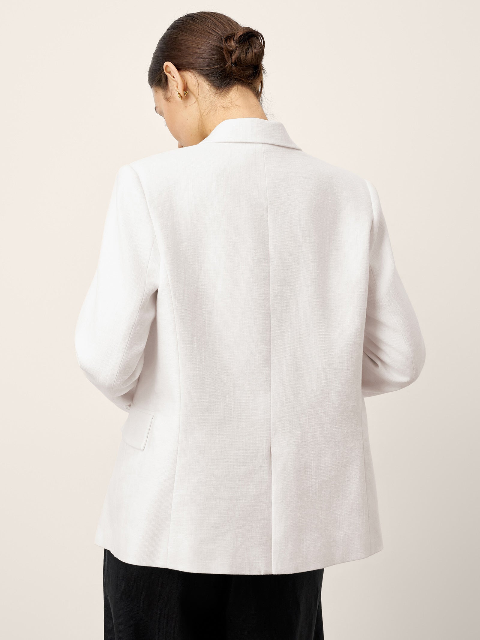Linen Peak Lapel Crossover Blazer IRIS by LINTICO for women
