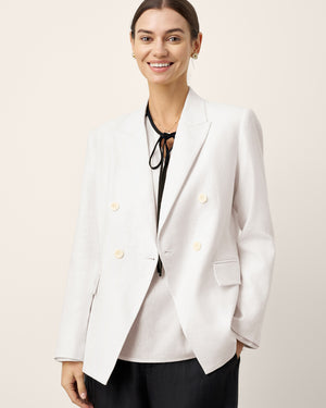 Linen Peak Lapel Crossover Blazer IRIS by LINTICO for women