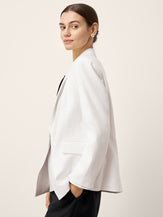 Linen Peak Lapel Crossover Blazer IRIS by LINTICO for women