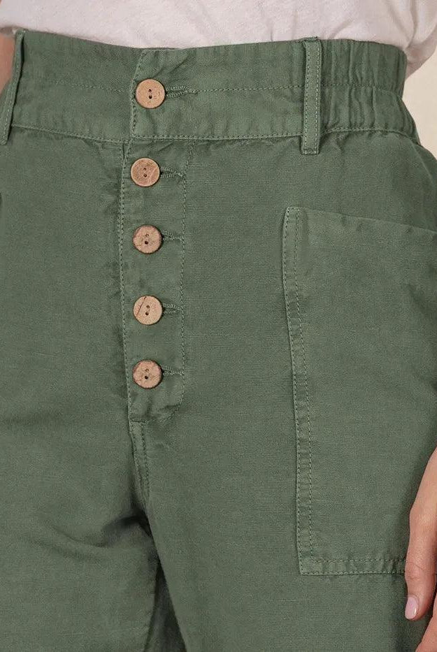 Linen Simple Button Fly Trousers HEIDI - BOTTOMS-Linen Pants