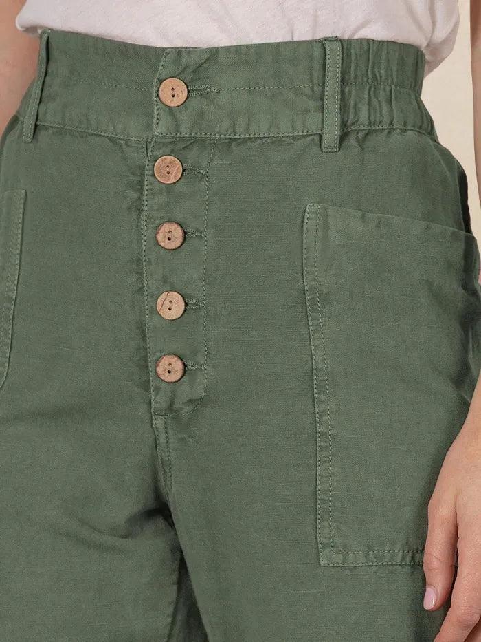 Linen Simple Button Fly Trousers HEIDI - BOTTOMS-Linen Pants