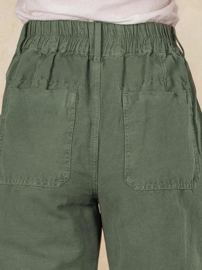 Linen Simple Button Fly Trousers HEIDI - BOTTOMS-Linen Pants