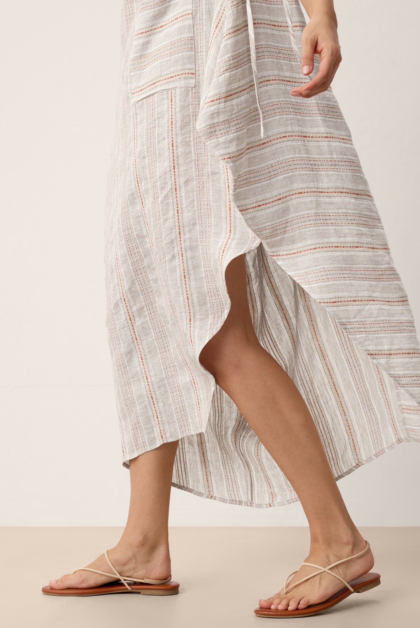 Linen Asymmetric Drawstring Midi Dress NADIA by LINTICO for women
