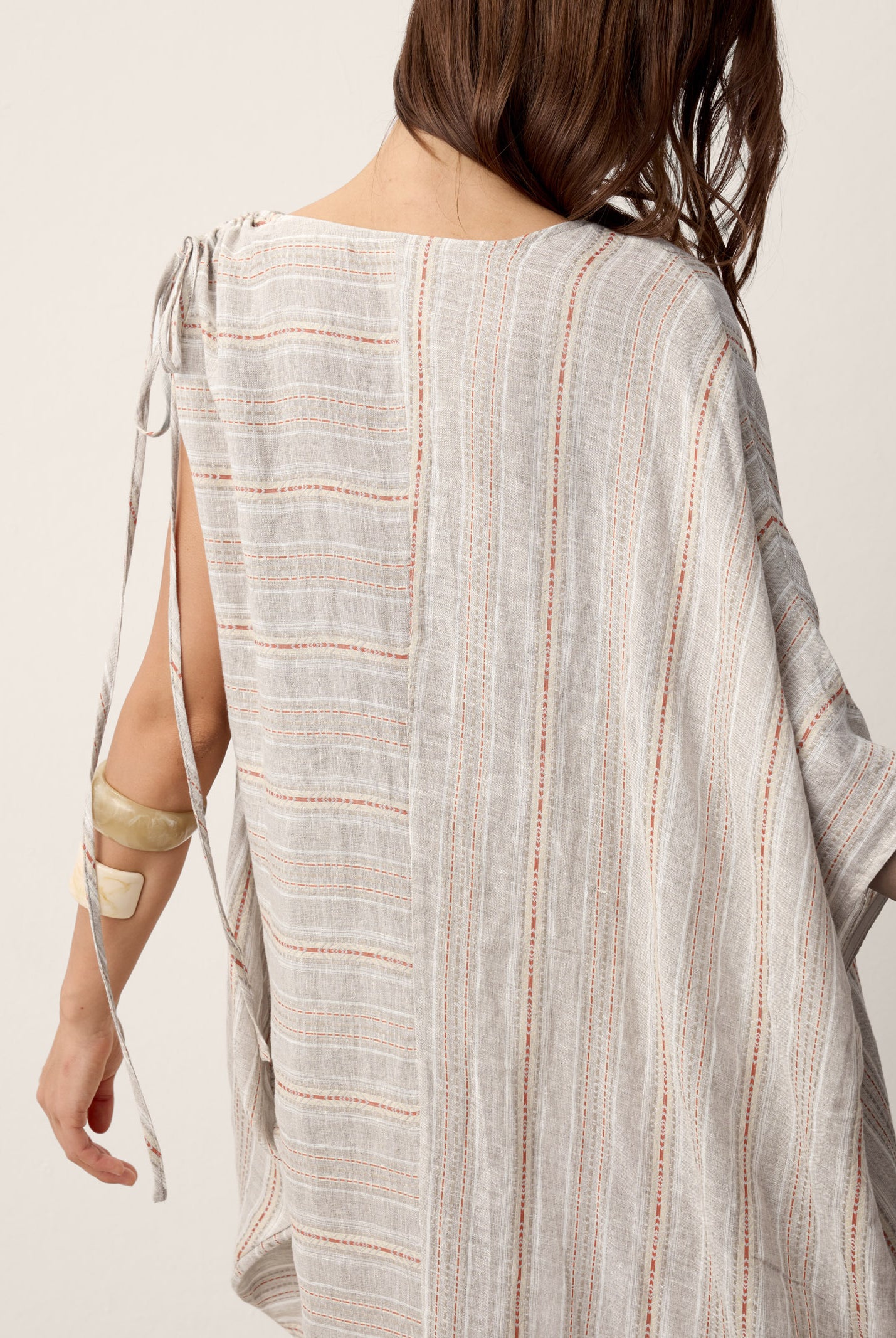 Linen Asymmetric Drawstring Midi Dress NADIA by LINTICO for women
