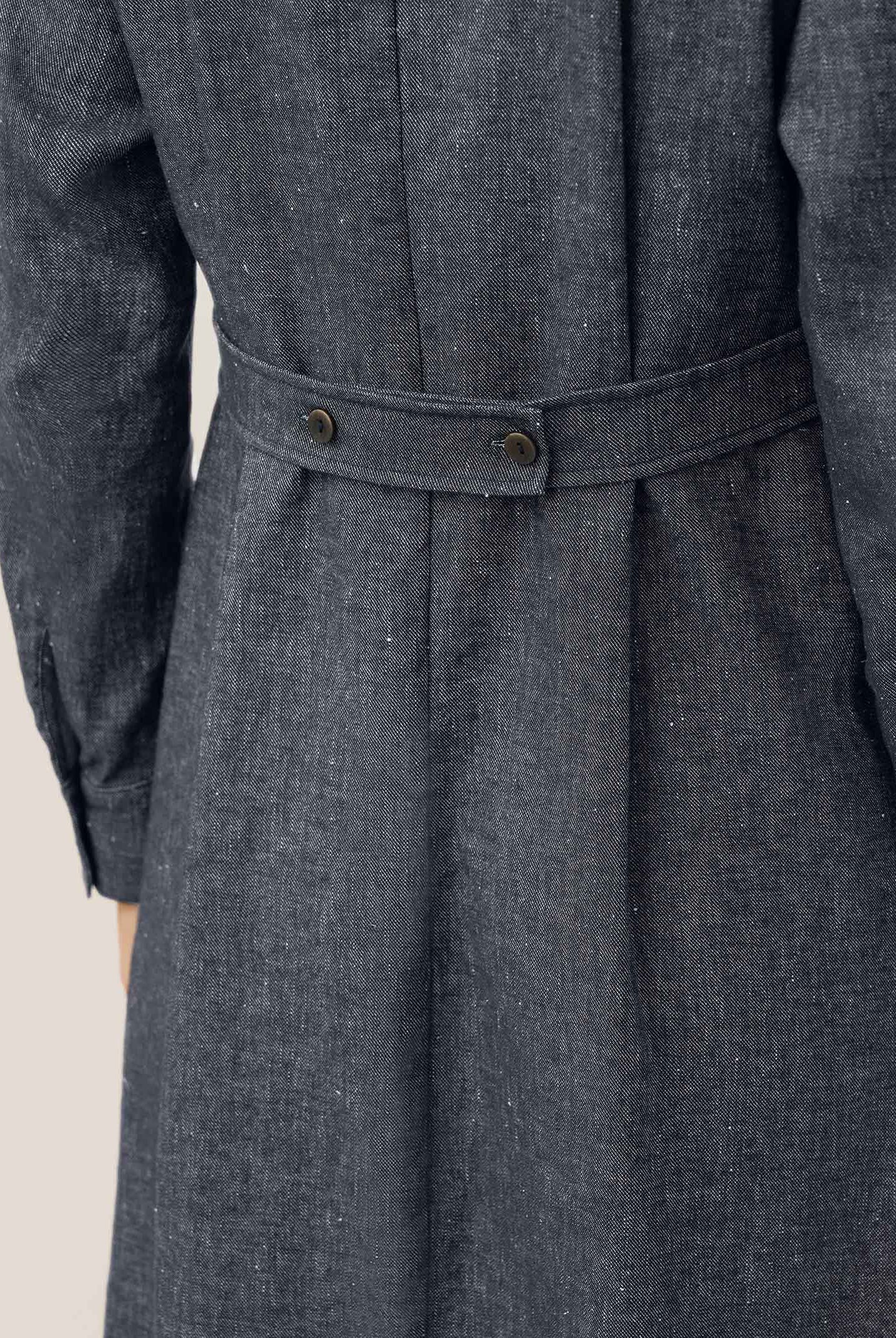Linen Denim Texture Jacket Dress HANNAH by LINTICO, fabric detail for women