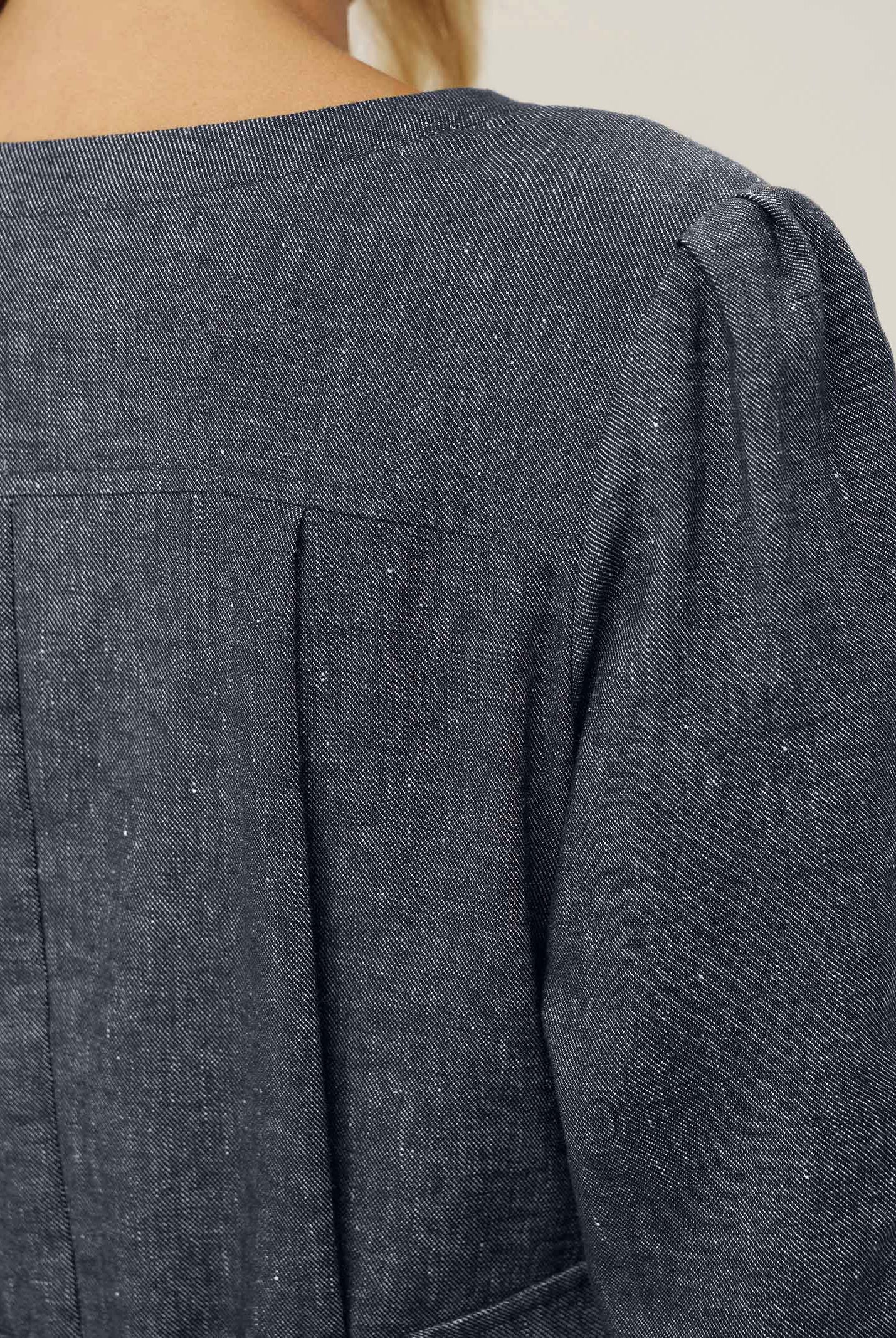 Linen Denim Texture Jacket Dress HANNAH by LINTICO, fabric detail for women