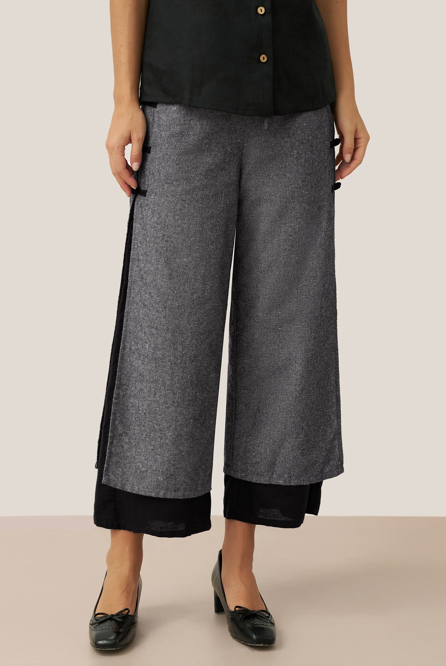 Linen Double Layer Handmade Capri Pants STELLA by LINTICO for women