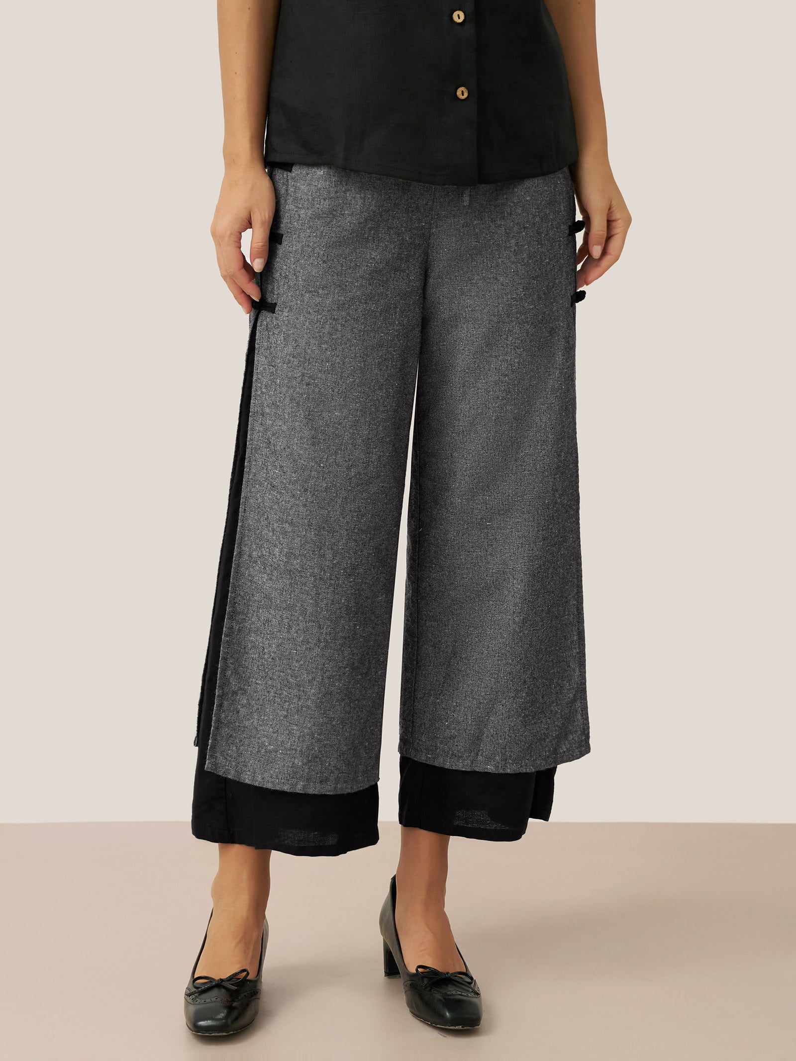Linen Double Layer Handmade Capri Pants STELLA by LINTICO for women