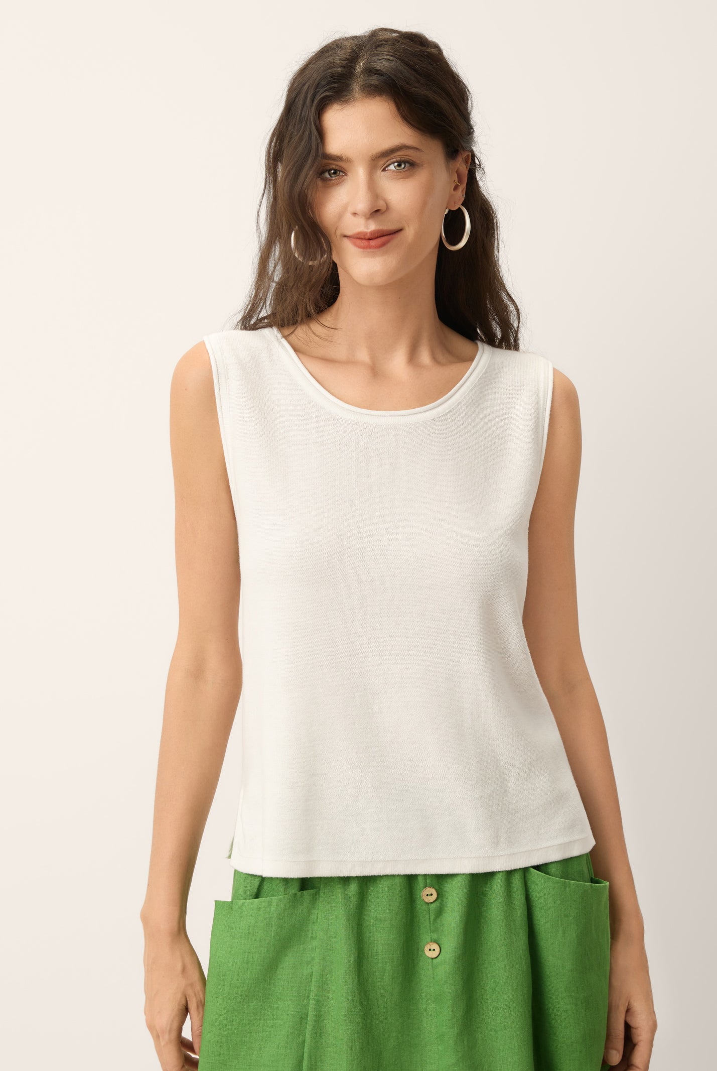 Linen Jersey Essential Vest EMILY by LINTICO for women