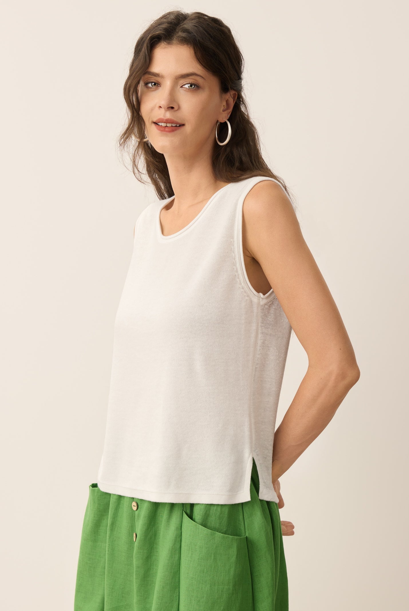 Linen Jersey Essential Vest EMILY by LINTICO for women