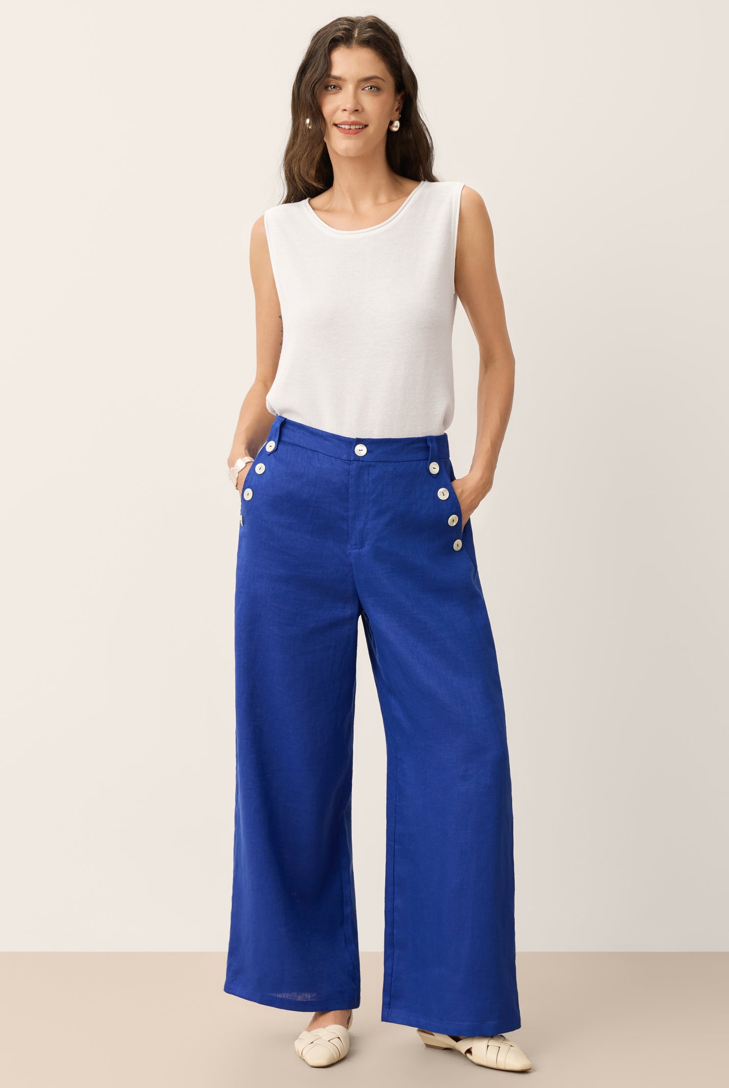 Linen Jersey Essential Vest EMILY by LINTICO for women