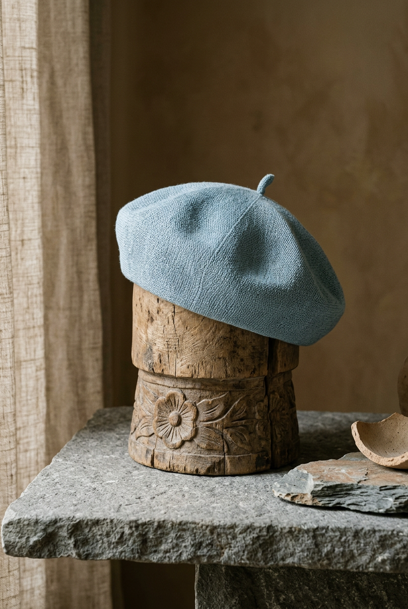 Linen Knit Beret Hat for Women Lightweight Breathable Summer Artist Cap by LINTICO