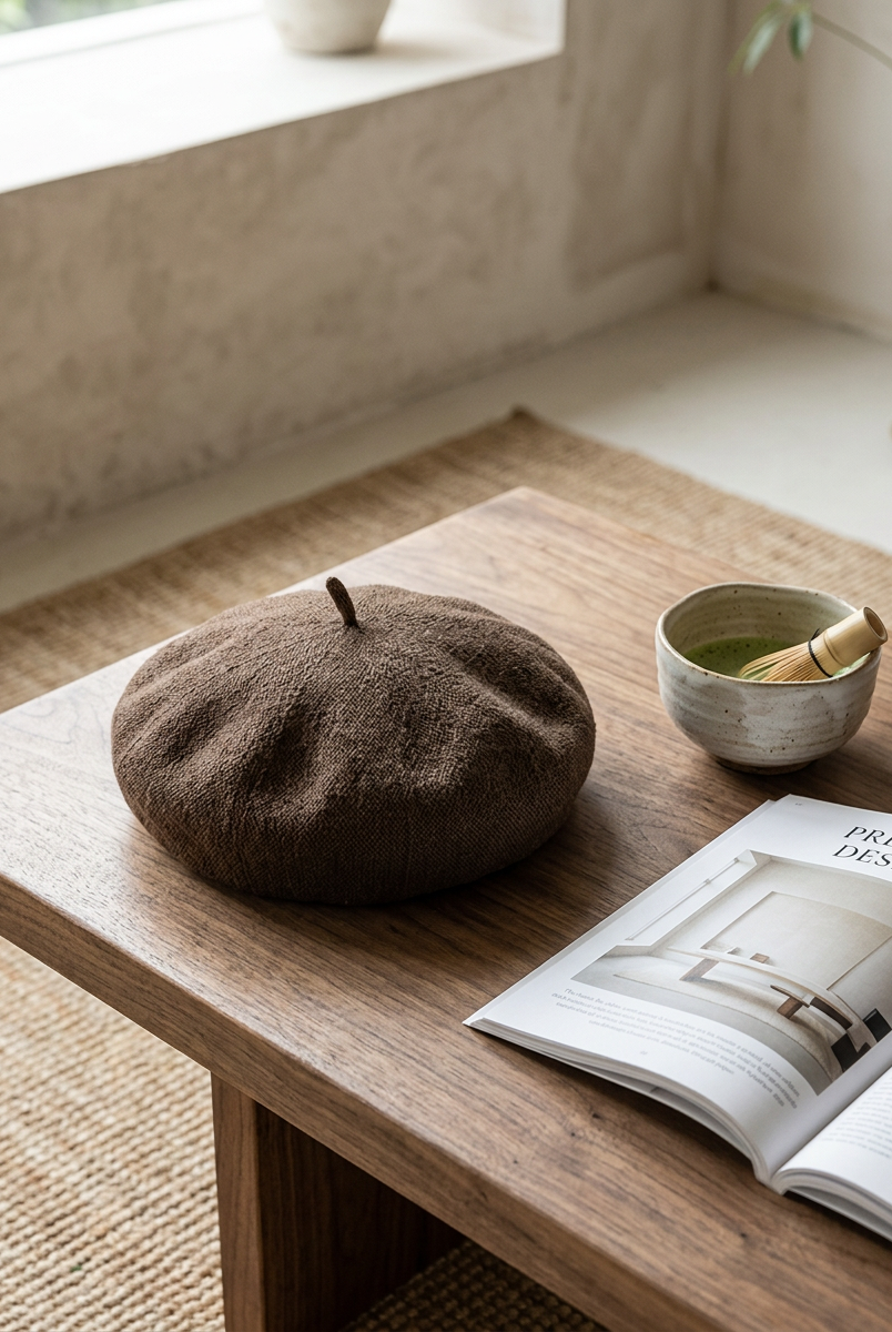 Linen Knit Beret Hat for Women Lightweight Breathable Summer Artist Cap by LINTICO