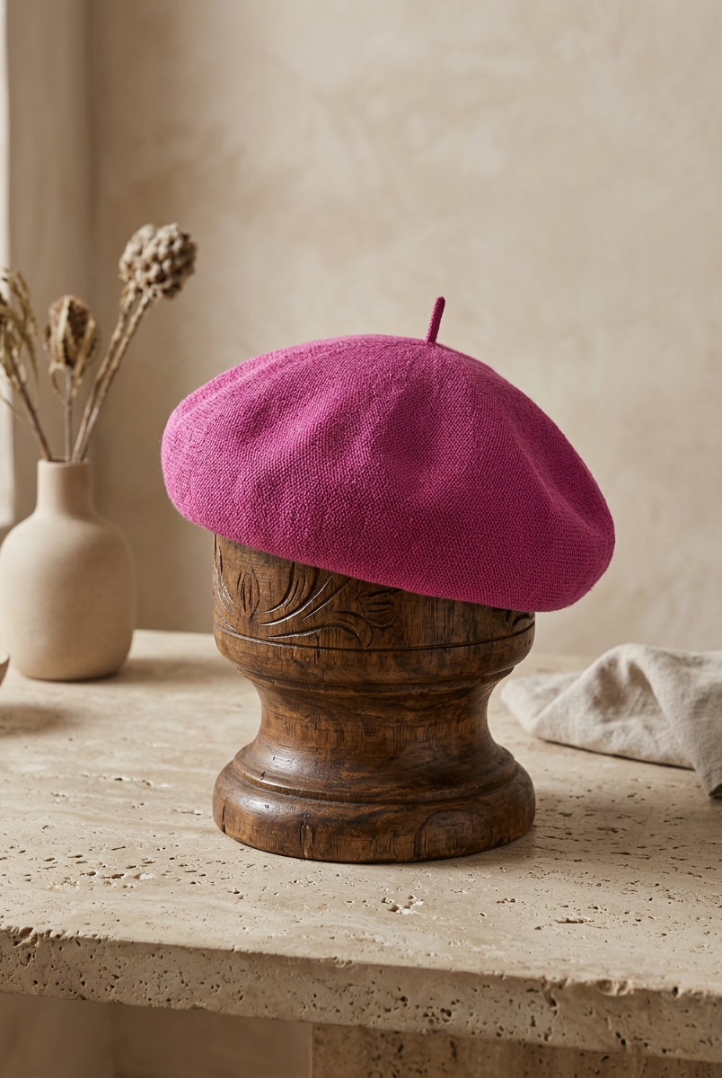 Linen Knit Beret Hat for Women Lightweight Breathable Summer Artist Cap by LINTICO