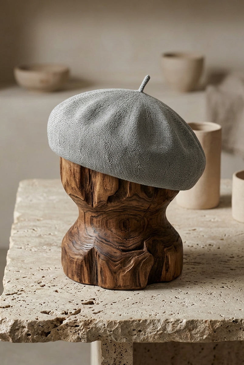 Linen Knit Beret Hat for Women Lightweight Breathable Summer Artist Cap by LINTICO