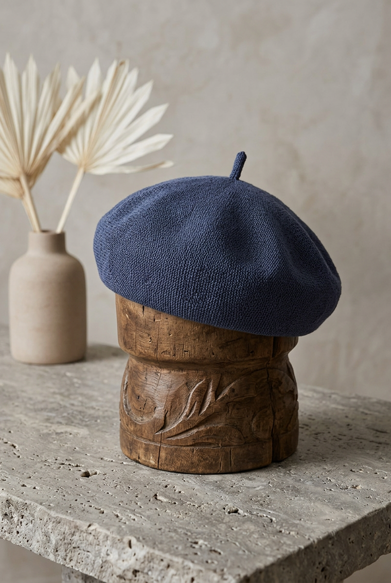 Linen Knit Beret Hat for Women Lightweight Breathable Summer Artist Cap by LINTICO