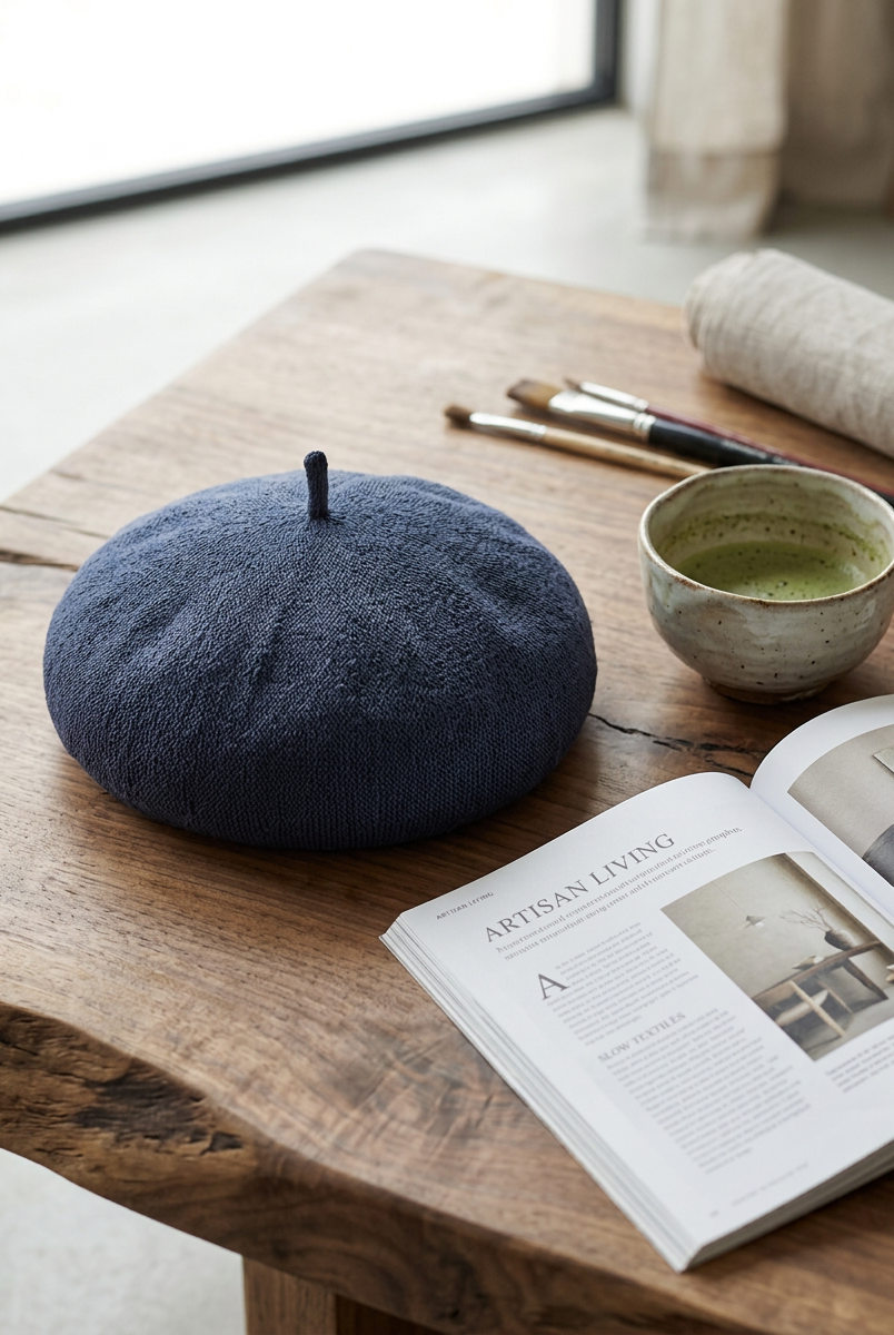 Linen Knit Beret Hat for Women Lightweight Breathable Summer Artist Cap by LINTICO
