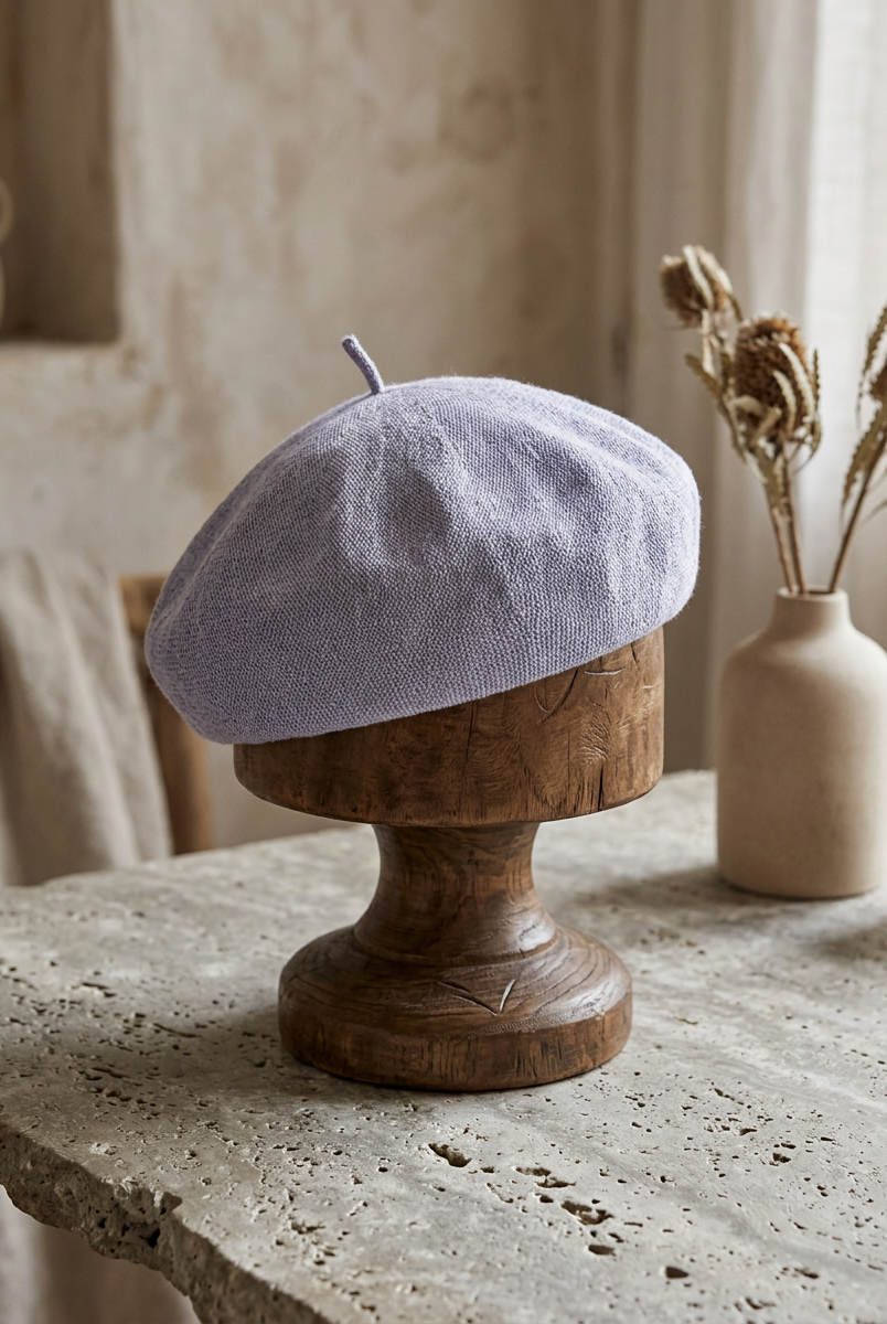 Linen Knit Beret Hat for Women Lightweight Breathable Summer Artist Cap by LINTICO