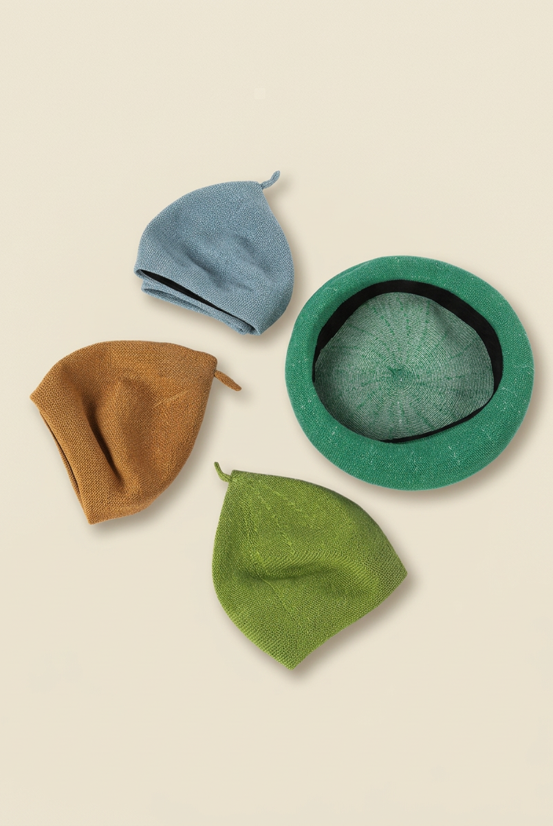 Linen Knit Beret Hat for Women Lightweight Breathable Summer Artist Cap by LINTICO