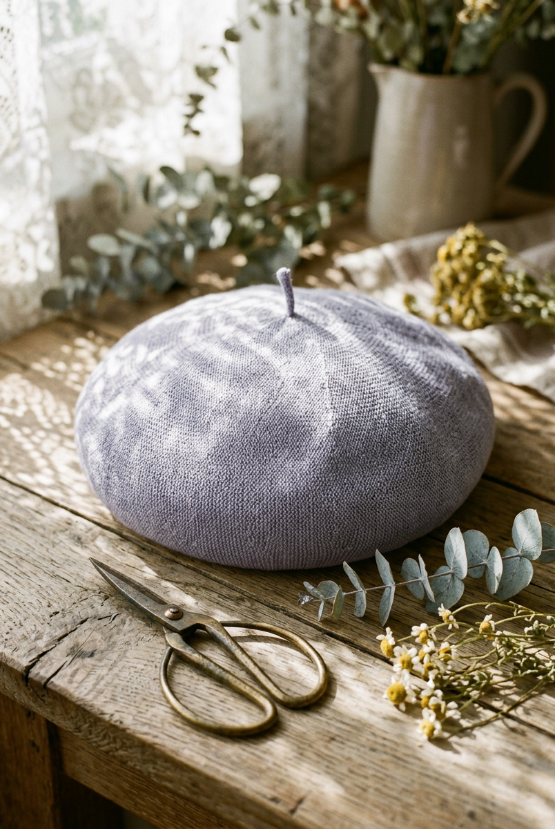 Linen Knit Beret Hat for Women Lightweight Breathable Summer Artist Cap by LINTICO
