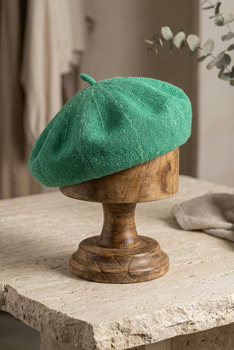 Linen Knit Beret Hat for Women Lightweight Breathable Summer Artist Cap by LINTICO
