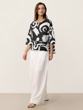 Linen Layered Asymmetric Top NOREEN by LINTICO for women