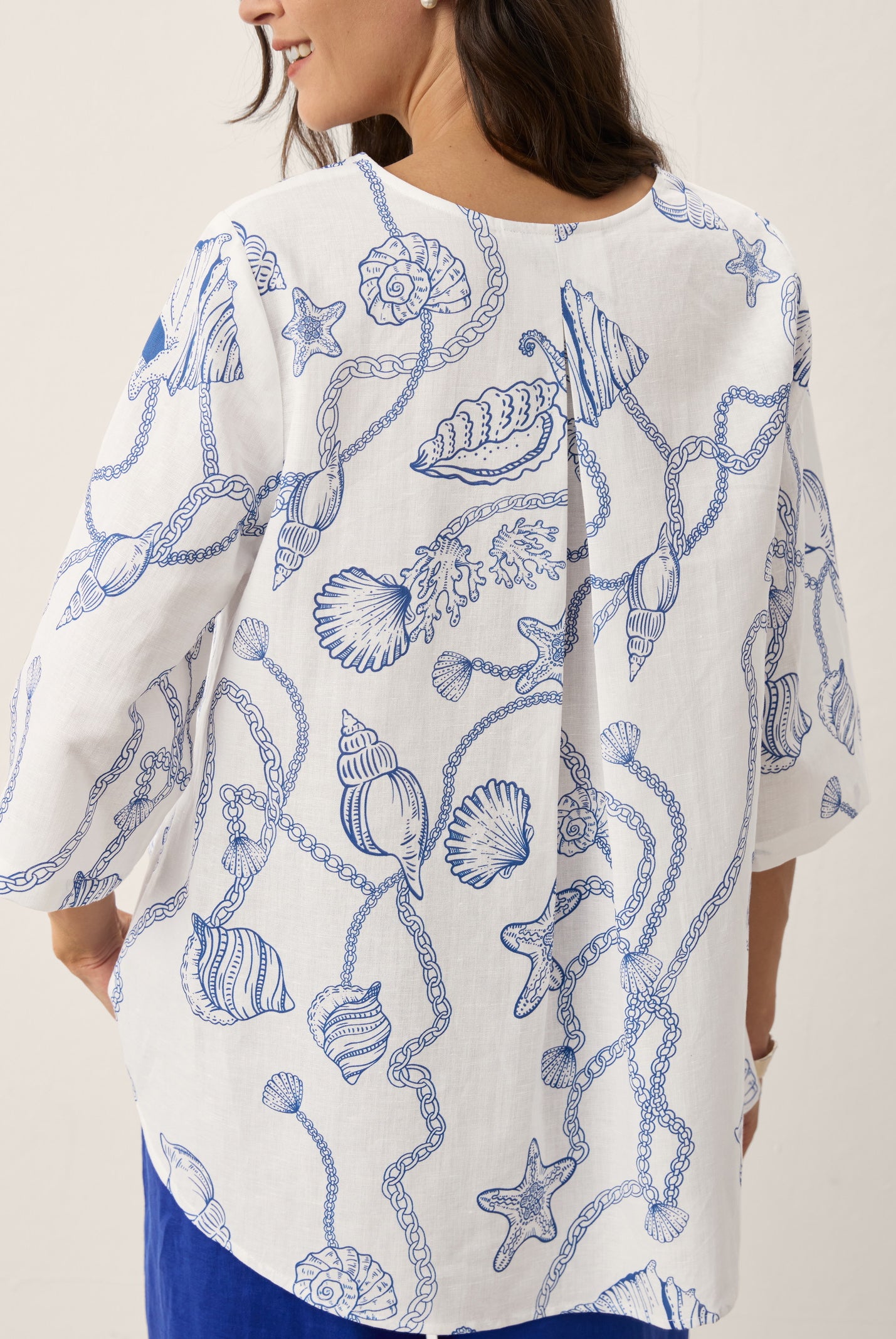 Linen Marine Curio Print High-Low Overtop CERELIA by LINTICO for women