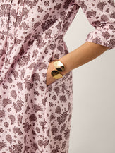 Linen Paisley Pintucked Ruffle-Cuff Midi Dress MAELYN by LINTICO for women