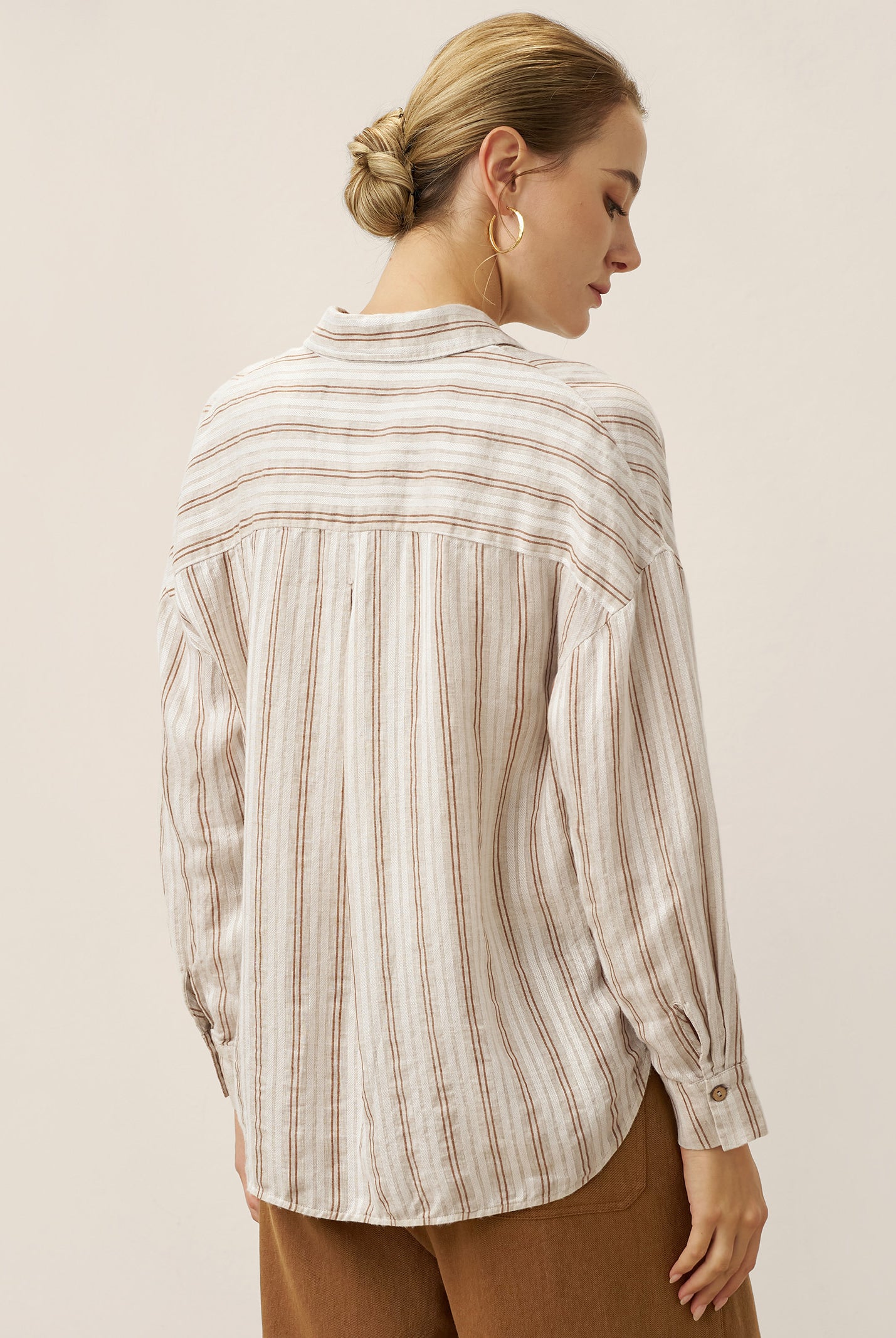 Linen Striped Drop Shoulder Shirt KENNEDY by LINTICO for women