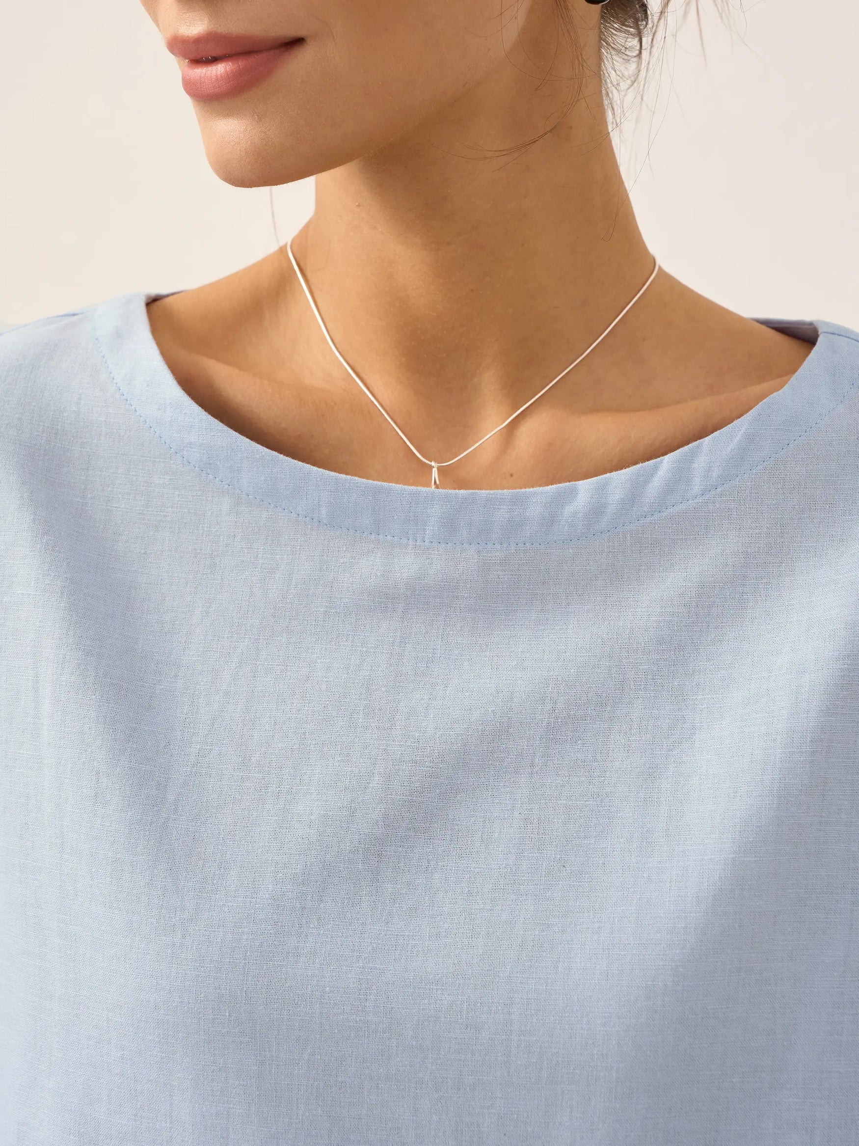 Linen White Boat Neck Oversized Top AVA by LINTICO for women