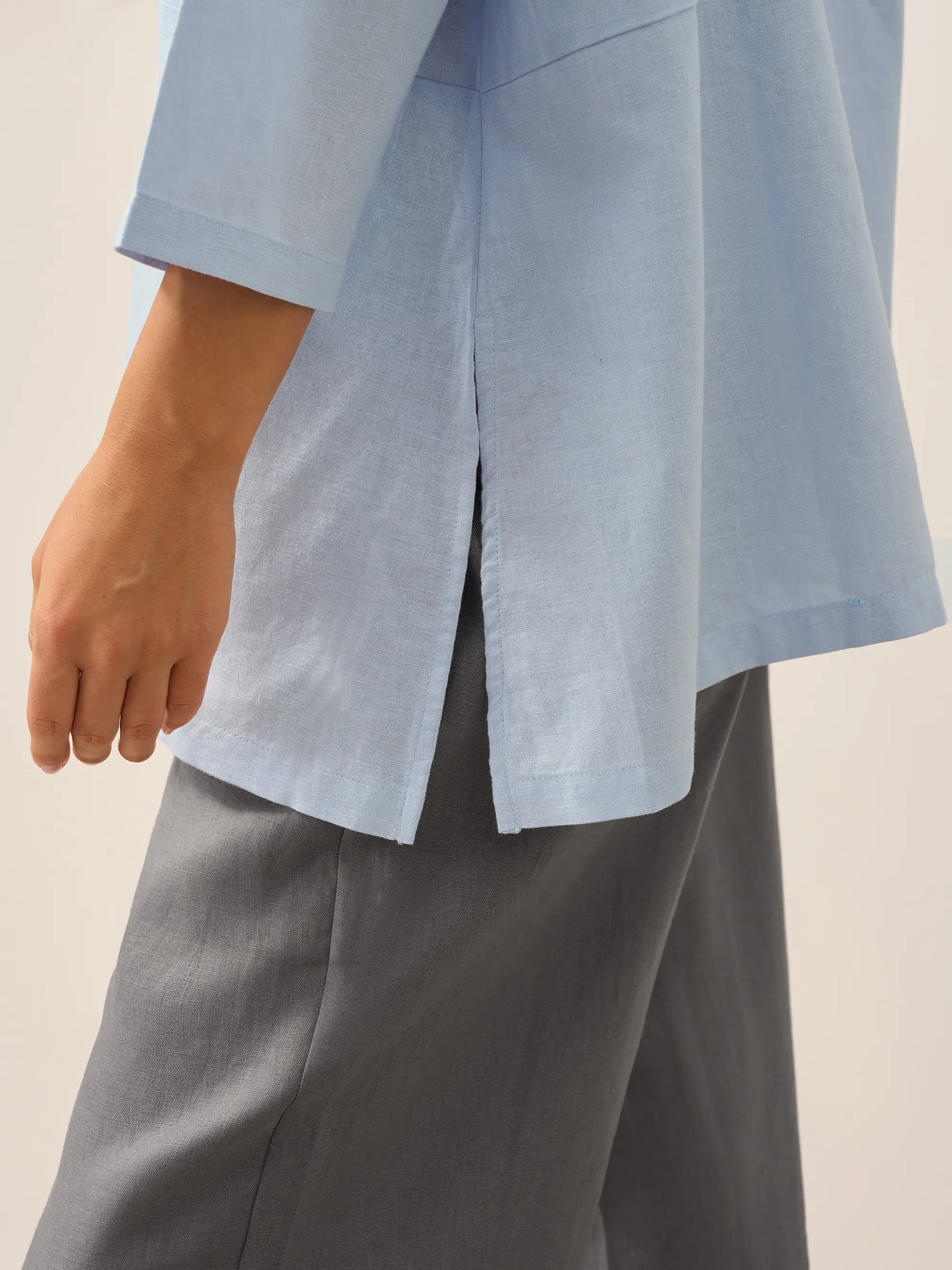 Linen White Boat Neck Oversized Top AVA by LINTICO for women