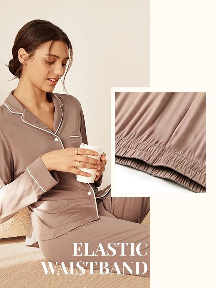 Long Sleeve Bamboo Pajama Set Adeline - LOUNGEWEAR-Bamboo PJS