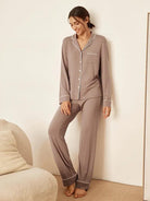 Long Sleeve Bamboo Pajama Set Adeline - Wood Rosa / Sets / S - LOUNGEWEAR-Bamboo PJS