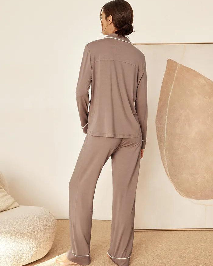 Long Sleeve Bamboo Pajama Set Adeline - LOUNGEWEAR-Bamboo PJS