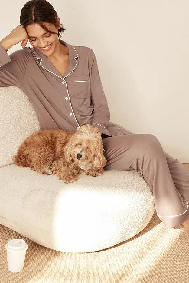 Long Sleeve Bamboo Pajama Set Adeline - LOUNGEWEAR-Bamboo PJS