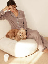 Long Sleeve Bamboo Viscose Pajama Set Adeline - LOUNGEWEAR-Bamboo Viscose PJS