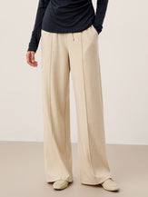 Lyocell-Blend Sculpted Pin-Tuck Drawstring Straight Trousers TAMSIN by LINTICO for women