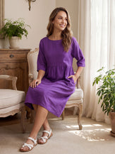 100% Linen A-Line Midi Dress VALENCIA by LINTICO for women