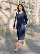 100% Linen Gathered Waist Flap Detail Midi Dress DIANA by LINTICO for women